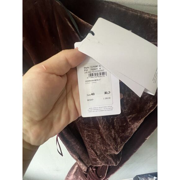 Salvatore Ferragamo Belted Draped Velvet Crushed-velvet Dress Size 40 (US 6 )NWT - Picture 12 of 15